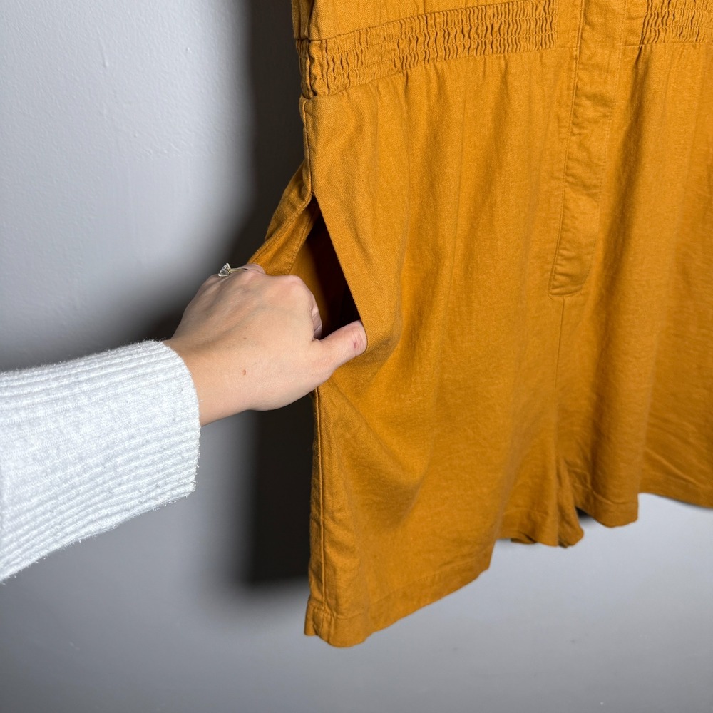 Universal Thread NEW Womens Romper XXL Yellow Buttons Linen Utility Minimalist - Picture 8 of 12